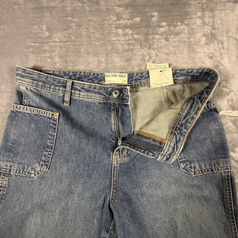 Free People Izzy Flare Jeans Women's 29 Blue Denim Flat Back Raw Distressed Hem - Picture 5 of 16